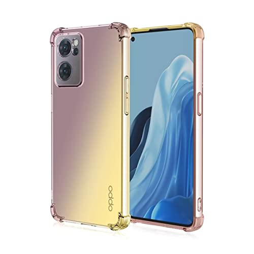 HONLEN Funda para OPPO Find X5 Lite/OPPO Reno7 5G Carcasa, (6.43' Inches) Gradiente Transparente TPU Silicona Case, Protección de Esquina Mejorada Cover Oro Negro