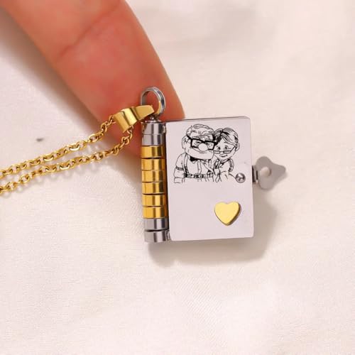 For Wife-Own a Book Necklace, I Love You Books Necklaces,To My Love Book Necklace for Wife,with 7 Pages of Engraved Information, Gift To My Soulmate Engraved Necklace (Silver)4