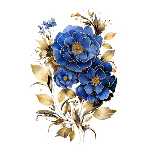 Vinilo Decorativo Azul con Flor Dorada para Pared miniatura 1