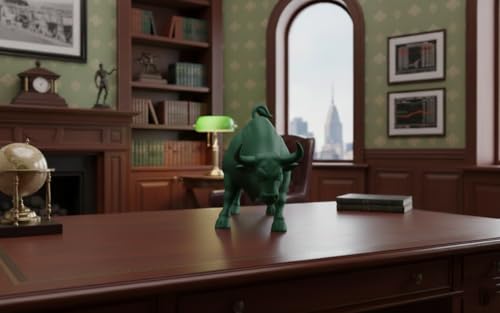 Image of Stock Market Bull Statue Showpiece for Office Desk, Bull Figurine, Share Market Decor, Gift for Traders Investors, Wealth Symbol(Green)