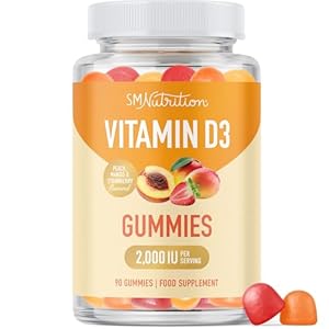 Vitamin D3 Gummies for Adults | 2000 IU (50mcg) Per Serving | Bone Health, Immunity, & Mood Support* | 1000 IU Per Gummy | Vegetarian, Gluten-Free, Third-Party Tested | 90 Gummies (45-Day Supply)
