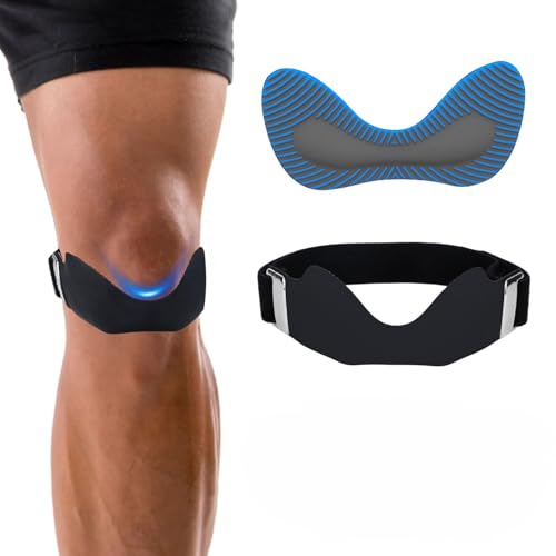SYOSI Silicone Patella Stabilizer Knee Strap, Adjustable and Anti Slip Support for Running Hiking and Sports, Relieves Knee Pain and Provides Stability for Men and Women