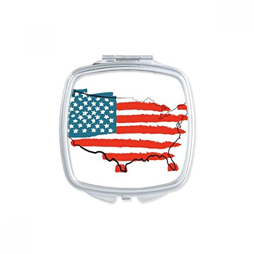 Miroir compact Amérique drapeau, petit miroir de main carré et multicolore