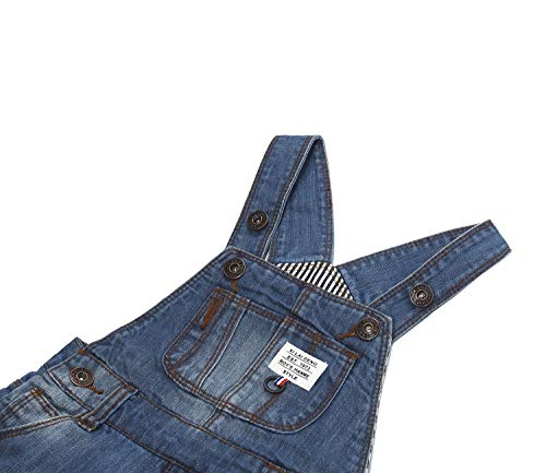 KIDSCOOL SPACE Baby & Little Boys Girls Big Bib Pocket Summer Denim Shortalls,Jean Short Overalls4