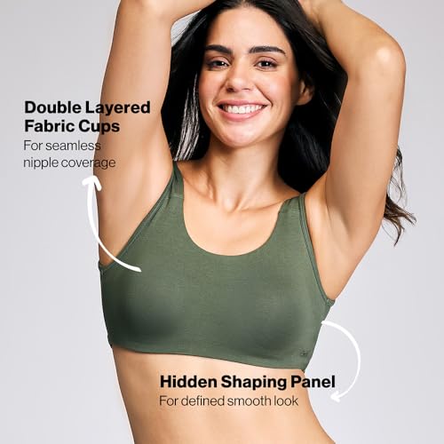 NYKD (NYB113 Non Padded & Non Wired Full Coverage Slip On Everyday Bra for Women & Girls | Wide Shoulder Straps for Support with Side Shaper Panel for Lift & Shape