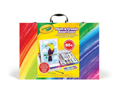 CRAYOLA — Maletín de Pinturas para Niños con Caballete, Kit de Pintura con Témperas, Acuarelas, Lápices, Ceras y Pinceles, Colores Variados, Set de +65 Unidades, Apto para Niños a Partir de 4 Años