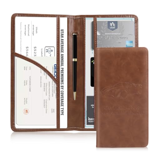 Image of STHIRA Car Document Holder Bifold PU Leather Bag with 6 Transparent Pouches, Spacious Organizer for Registration, Insurance, License, Cards, Cash Sturdy & Durable File Holder for Vehicle Documents