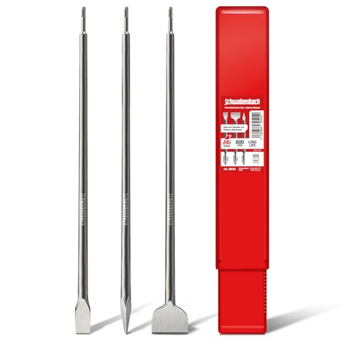 SCHWABENBACH® SDS PLUS Burin Set 600mm - 3 pièces 25mm + 50mm + Pointe - EXTREMEMENT ROBUSTE -...