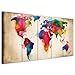 Produktbild B&D XXL - Wandbilder XXL Weltkarte 225x90 cm Vlies Leinwandbild 5 Teilig Kunstdruck modern Wandbilder XXL Wanddekoration Design Wand Bild - Abstrakt bunt Landkarte Reise k-A-0247-b-n