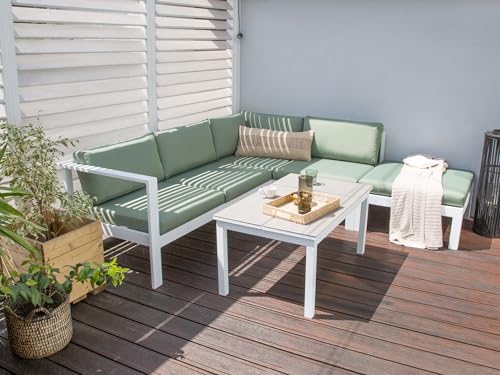 Housses de coussin haut de gamme Messina en polyester vert pour canapé de jardin