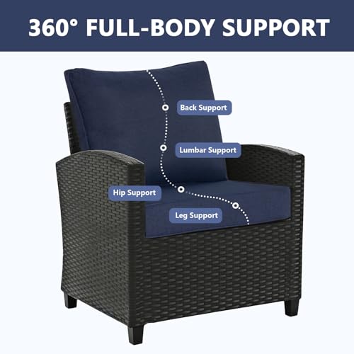 Goodgoods 24 x 28 Outdoor Patio Deep Seat Cushions 2-Pack, 1000+ Hours Fade-Resistant & Water-Resistant Outdoor Furniture Chair Cushions with 30D High-Resilience Foam for Sofa Chair, Midnight by Goodgoods - Image 5