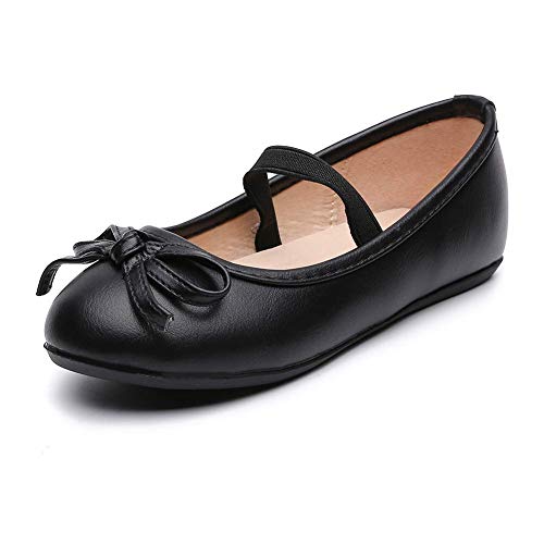 Girl's Ballerina Flat Slip on Ballet Dress Shoes Black 10.5 M US Toddler