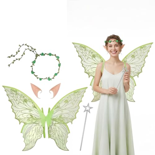 Ailes de fée vertes, cadeau de costume d'ange de princesse pour déguisement