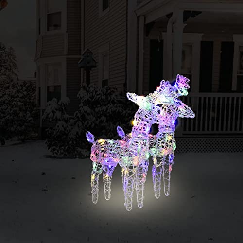 FBHDKJNFG Weihnachtsschmuck, Weihnachtsschmuck, Weatherproof Deer Family Set of 2 Christmas Ornament Home Decor Pre-lit LED Ligh