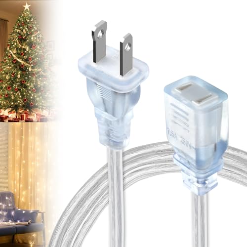Kofuyni Short Clear Extension Cord 3FT 1 Pack Single Skinny Extension Cord Indoor Thin UL Polarized 2 Prong 18 AWG 250V 7.5A Discreet Lightweight Small Power Cable 3 Foot for Lamp
