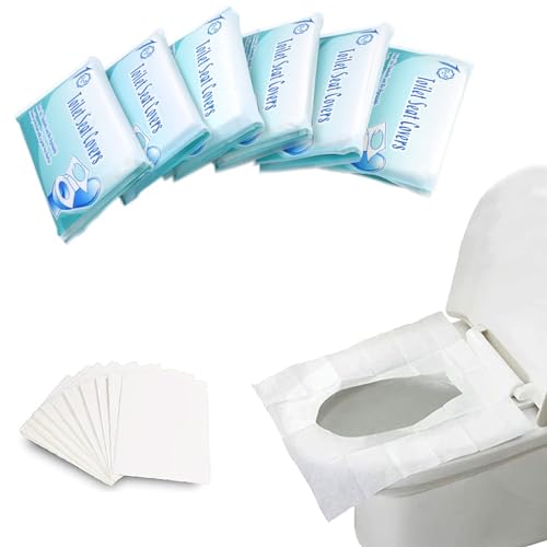 MAIYADUO 60 Stück Einweg Toilettensitzbezug Spülbare Toilette Auflage Toilettensitzbezüge Toilettenschutz Toilettenauflage WC Sitzauflage für Unterwegs öffentlichen Toiletten(42x35)