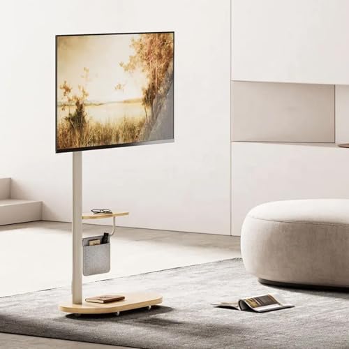 Soporte de TV móvil ajustable en altura con ruedas y gestión de cables miniatura 1