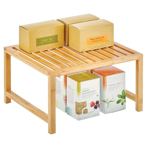 mDesign Wooden Stackable Storage Shelf - Food and...