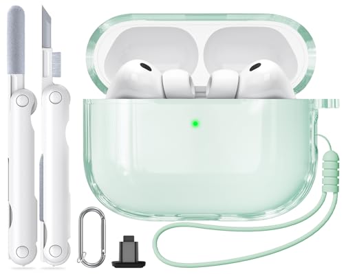 Inesore for AirPods Pro3 �P�[�X �N���A (2025) �V���J�Q�����[�v & �J���r�i & �N���[�j���O�y���t���ATPU�f��/�S�ʕی�/�ϏՌ�/���͂ȗ����h�~�A�G�A�[�|�b�Y�v�� ��3����Ή��ی�J�o�[-���[�t�O���[��