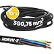 10 Meter Kalitec H05VV-F Schlauchleitung 3x0,75 mm² I Stromkabel 3G0,75 mm2 mit Schutzleiter I PVC Kabel für Innenbereich I Elektrokabel schwarz I Lampenkabel flexibel I Gerätekabel 3 adrig