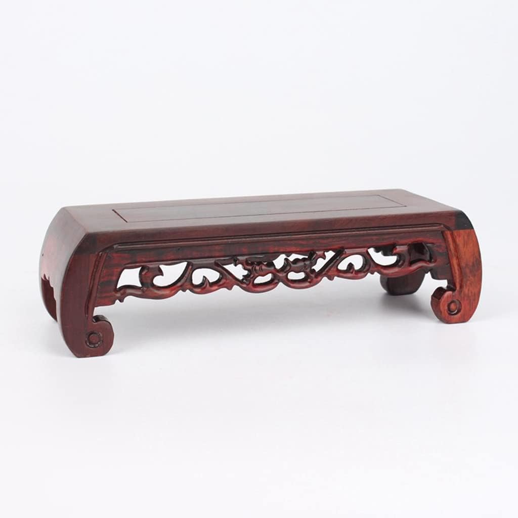 Bonsai Pedestal Vase Pedestal Stands Plant Display Stand Rectangular Stone Vase Bonsai Teapot Seal Porcelain Ornament Buddha Statue Base Flower Pot Display Stand Planter Stand Plant Holder(Medium)