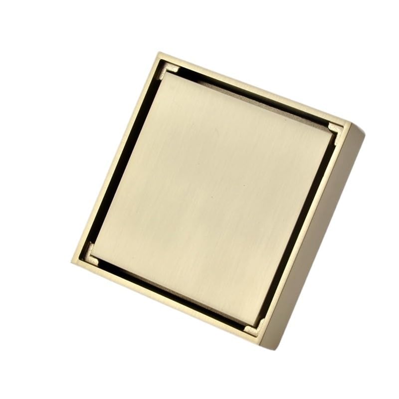 Rejilla Desague Ducha Desagüe de piso de baño cuadrado invisible cepillado dorado con rejilla for desagüe de ducha, desagüe de latón, desagüe de piso de cocina negro, desagüe con inserción de azulejos
