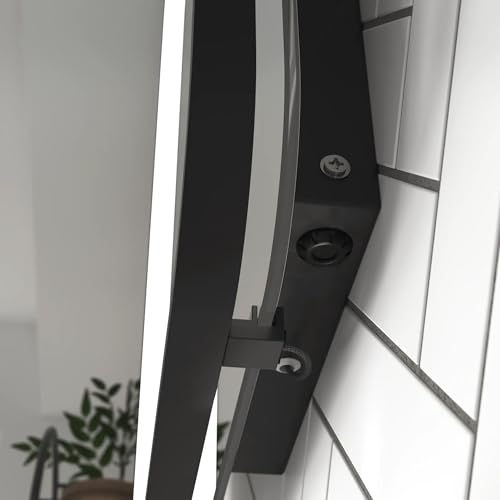 Pebble Grey Brushed Brass Illuminated Bathroom Mirror with LED Lights 390x500mm IP44 Rated - Luna Portrait Non Dimmable LED Bathroom Mirrors with Lights,Demister Pad,& Touch Sensor, Deep Framed - Image 3