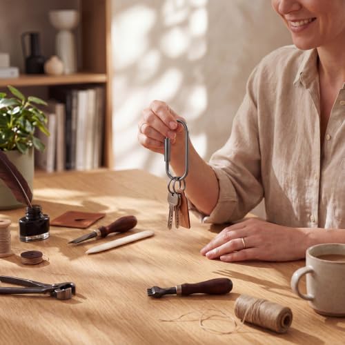 Image of WILLBOND Brass Carabiner Key Ring Locking Screw Carabiner Clips Round Key Rings Keychain Kit for Handbags Purse Bag Charm