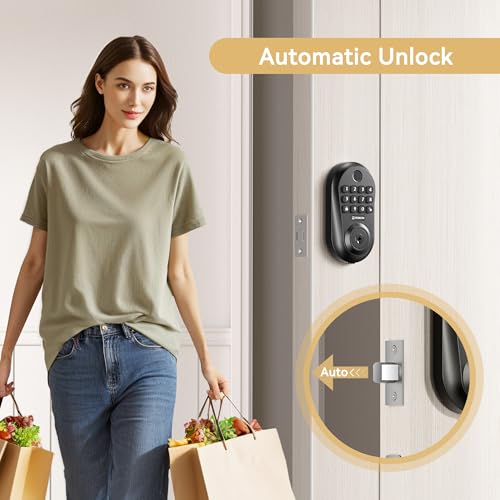 Image of Keyless Entry Door Lock - 350Y 5-in-1 Fingerprint Smart Locks for Front Door,Keyless Entry Door Lock with Keypad Deadbolt, Biometric Electronic Lock for Front Door