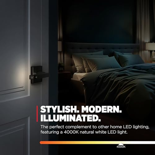 Image of Kwikset Halifax LED Motion Activated Light Up Privacy Door Lever for Bathroom and Bedroom, Matte Black, Reversible Keyless Push Button Lock Door Lever, with Microban Protection
