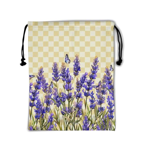 Image of Purple Flower Plaids Grip Bag for Gymnast Adjustable Gymnastics Athlete Bag for Sport Dance