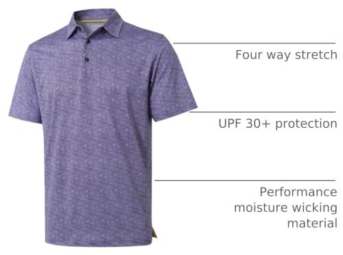 Image of Golf Shirts for Men Dry Fit Short Sleeve Print Performance Moisture Wicking Polo Shirt