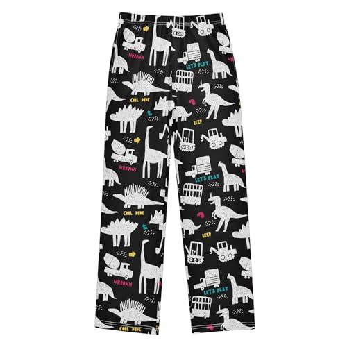 ZZXXB Dinosaur and Bulldozer Boys Long Pants Soft Trousers Elastic Waist Kids Lounge Bottoms with Pockets S-XL