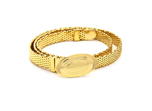 MARSHAL METAL Fashion Belt High Polished Gold Plated Mesh Skinny Belt 0.55