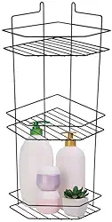 Porta Shampoo de Canto para Banheiro, 3 Prateleiras, Metal Preto