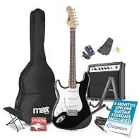 Complete left handed electric guitar package offering a comfortable, reliable setup for new players – features a 21-fret guitar, powerful 40W amplifier, and essential accessories for immediate play. Integrated with a sturdy guitar stand and an adjust...