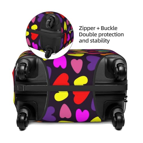 Colorful Hearts Travel Luggage Covers - Elasticity Suitcase Covers Protector for Luggage 18-32 Inch3