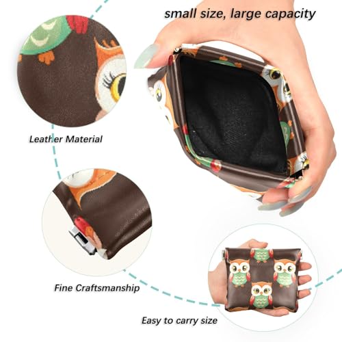 Cute Cartoon Owls Coin Purse Leather Pouch Change Purse, Squeeze Coin Pouch for Cards, Keys & Lipsticks, Unisex2