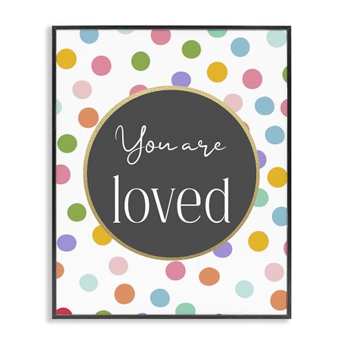 Stupell Industries 'You Are Loved Polka Dots'�A�z����W�[�N���[�A�[�g�A�u���b�N�A40.5 x 60.8cm�A�|���₷�����A�č����AChristine Simpson Art��B