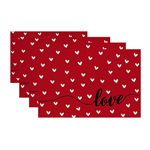 Arkeny Valentines Day Red Heart Placemats Set Of 4 Indoor Decor For Dining Table Love Farmhouse Holiday Party Decoration Ap023 #TOP20