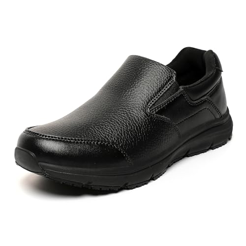 Black Casual Mens Slip On Loafers, Walking Comfortable & Light-Weight Leather Non Slip Shoes for Men