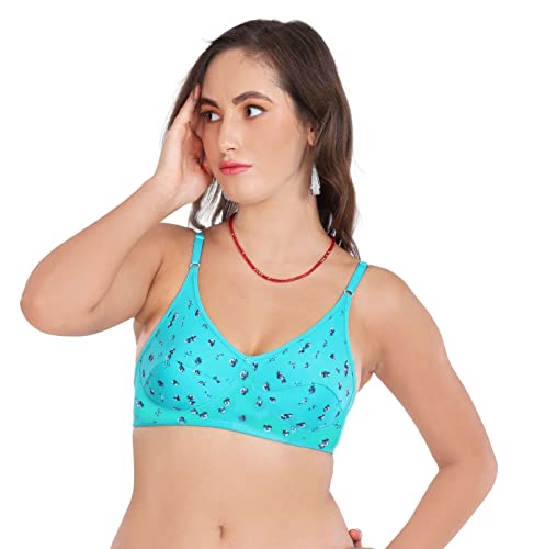 Image of Full Coverage Non Padded Wire Free Daily Use Regular Printed Bra for Women and Girls in Multicolor