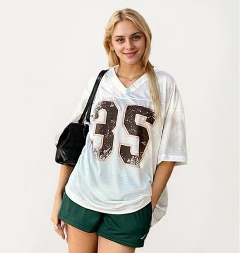 Y2k Oversized Jersey Shirts for Women Grunge Graphic Tees Streetwear Baggy Short Sleeve Coquette Tops2