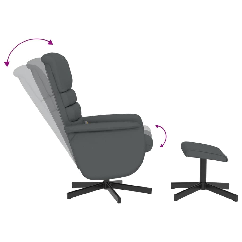vidaXL Massagesessel, Sessel Verstellbare Rückenlehne, Drehbar Fernsehsessel Relaxsessel mit Fußhocker, Liegesessel Polstersessel Ruhesessel, Grau Kunstleder