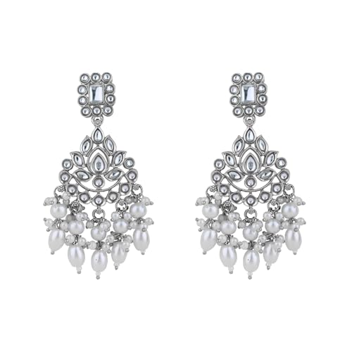 Image of I Jewels Traditional Kundan & Pearl Necklace Jewellery With Earrings & Maang Tikka Set For Women