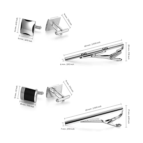 Image of UJOY Mens Tie Clip and Cufflink Set 12 PCS, Shirts Necktie Bar Pins Cuff Link Buttons, Wedding Businesss Gift for Men