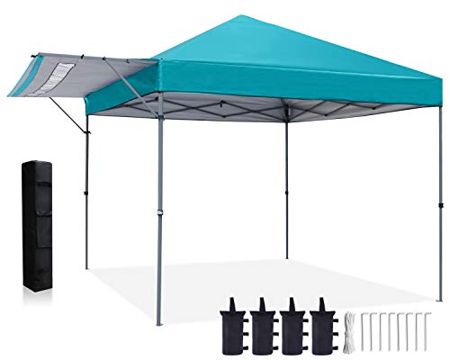 ABCCANOPY Cenador plegable de 3 x 3, totalmente impermeable, resistente al agua, con medio toldo ajustable, bolsas de peso extra (turquesa)