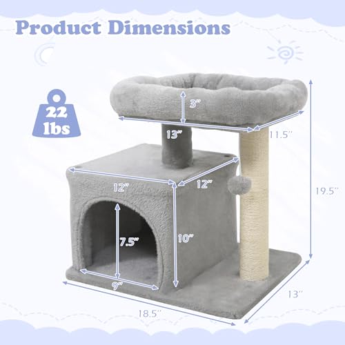 Tangkula árbol para gatos pequeño con rascador y perchero miniatura 4