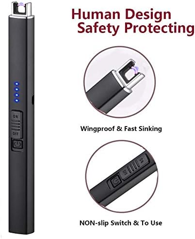 Candle Lighter, Electric Rechargeable Arc Lighter, USB Lighter with Safe Button, Birthday Candles Sparklers, No Fuel Needed, Perfect for Grill Kitchen BBQ Camping