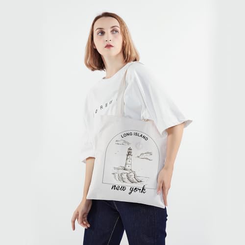 Bolso tote de viaje PWHAOO Long Island, bolsa de compras con diseño de Long Island Nueva York, ideal como recuerdo o regalo para amantes de la playa miniatura 2